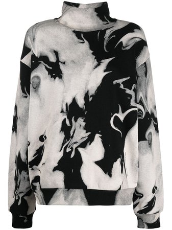 Shop black & white Alexander Wang heart print mock neck sweatshirt with Express Delivery - Farfetch