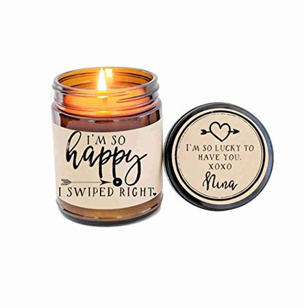 Amazon.com: Swiped Right Gift for Girlfriend Gift for Boyfriend Gift Valentines Day Gift So Happy I Swiped Right Scented Candle Soy Candle Custom Candle: Handmade