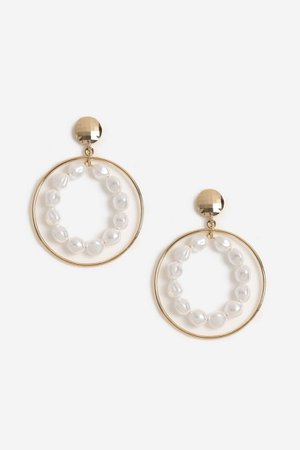 Pearl Inlay Hoop Earrings | Topshop