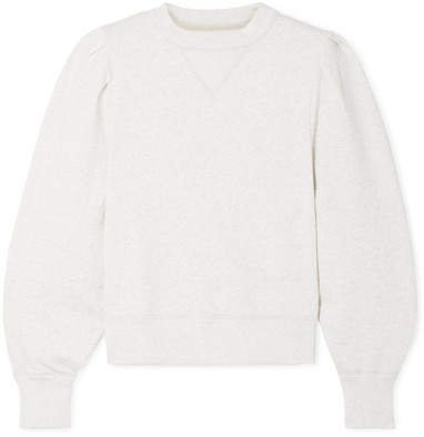 Roald Gathered Cotton-blend Jersey Sweatshirt - Light gray