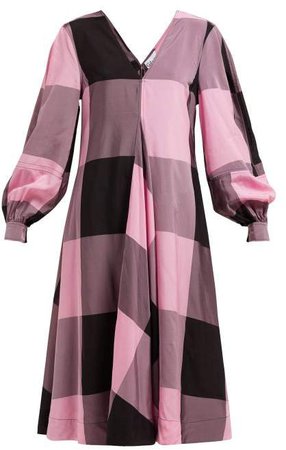 Checked Chiffon Dress - Womens - Pink Multi