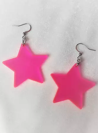 Fluorescent Pink Star Earrings – retroelo
