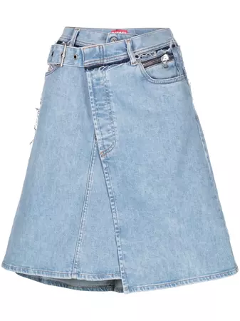 Diesel Asymmetric Distressed Denim Skirt - Farfetch
