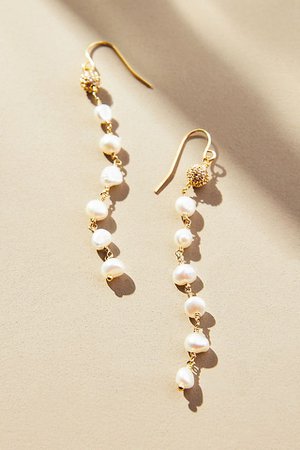 Linear Pearl Drop Earrings | Anthropologie