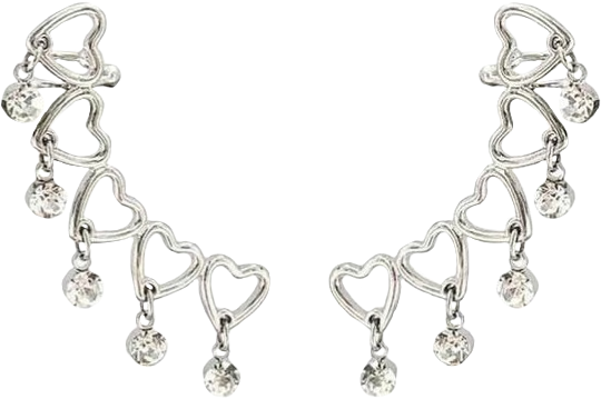 hallow hearts silver earcuffs with gems