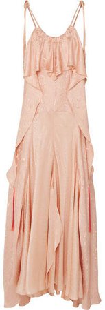 Ruffled Silk-jacquard Maxi Dress - Pink