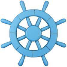 blue boat wheel