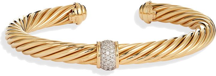 'Cable Classics' Bracelet with Diamonds in Gold