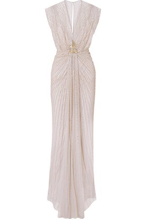 Jenny Packham | Amelie draped embellished tulle gown | NET-A-PORTER.COM