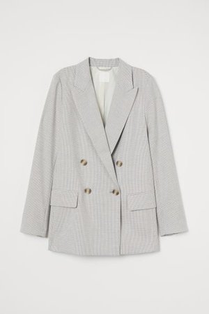 Straight-cut Jacket - White/checked - Ladies | H&M US