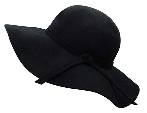 Bienvenu Women's Wide Brim Wool Ribbon Band Floppy Hat Black at Amazon Women’s Clothing store: