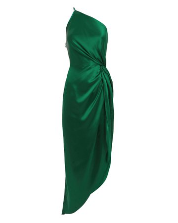 Twist Knot One Shoulder Emerald Dress