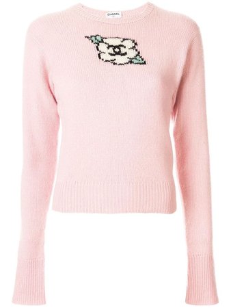 Chanel Pre-Owned CC flower fitted jumper - PINK
