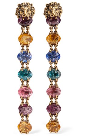 Gucci | Gold-tone Swarovski crystal clip earrings | NET-A-PORTER.COM