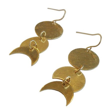 Earrings | Shop Women's Brass Moon Phase Dangle Earrings at Fashiontage | 9755ab9f-Brass
