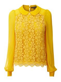 Yellow lace long sleeve top