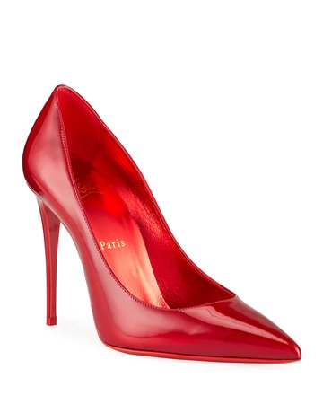 Christian Louboutin Kate Patent Pointed-Toe Red Sole Pumps | Neiman Marcus
