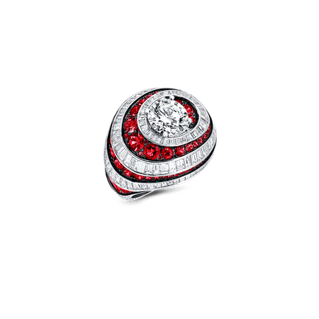 Swirl Baguette Ring, Ruby and Diamond | Graff
