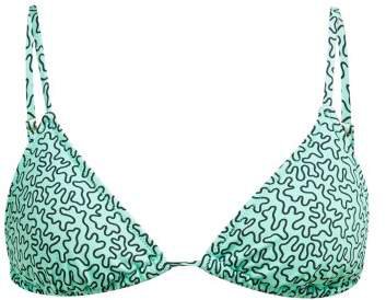 Fisch - Coco Patterned Triangle Jersey Bikini Top - Womens - Green