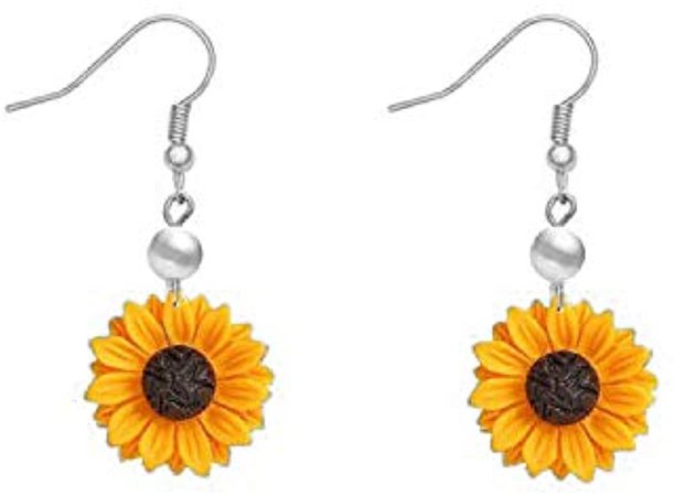 Amazon.com: RUIZHEN Women Elegant Simulate Pearl Daisy Sunflower Drop Earrings Handmade Resin Sun Flower Earrings (silver): Clothing