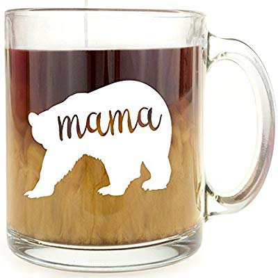 Amazon.com: Mama Bear - Glass Coffee Mug - Makes a Great Gift for Mom!: Kitchen & Dining