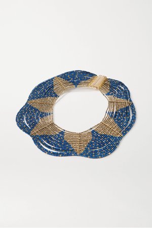 Blue Aurora gold-tone beaded necklace | Rosantica | NET-A-PORTER
