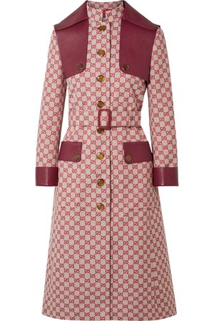 Gucci | Leather-trimmed belted cotton-blend canvas trench coat | NET-A-PORTER.COM