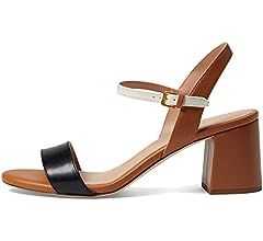 Amazon.com | Cole Haan Women's Josie Block Heel Sandal (65MM) Heeled, Pecan/Ivory/Black, 8 | Heeled Sandals