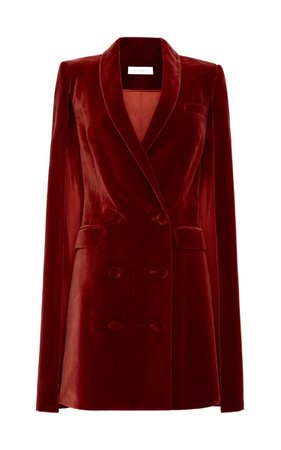 red velvet blazer cape dress