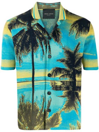 Roberto Collina Knitted Palm tree-print Shirt