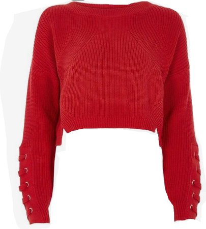 red cropped sweater