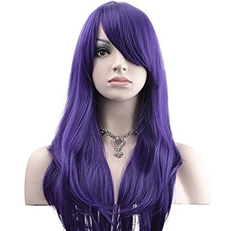 YOPO 28" Wig Long Big Wavy Hair Women Cosplay Party Costume Wig(Purple)