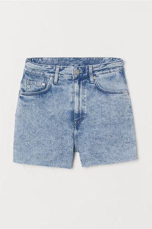 Denim shorts Mom Fit - Light denim blue/Washed - | H&M GB