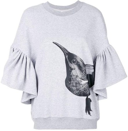Ioana Ciolacu ruffle bird print sweatshirt