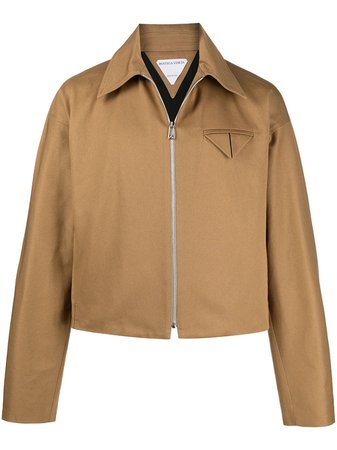 Bottega Veneta zip-front shirt jacket brown 646907VF4T0 - Farfetch