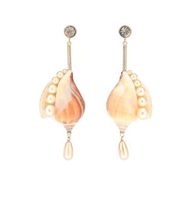 Shell and faux pearl drop earrings