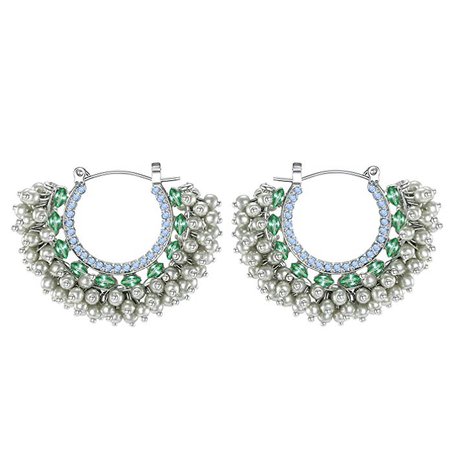 Pearl Hoop Earrings, Bohemian Layered Beads Statement Drop Earrings Prom Jewelry, Grey: Clothing