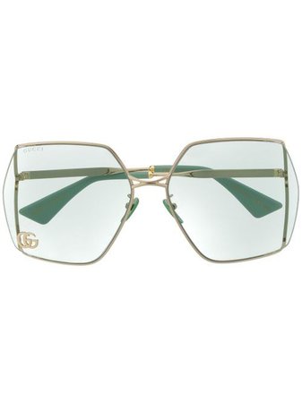 Shop Gucci Eyewear Double G oversized-frame sunglasses with Express Delivery - FARFETCH