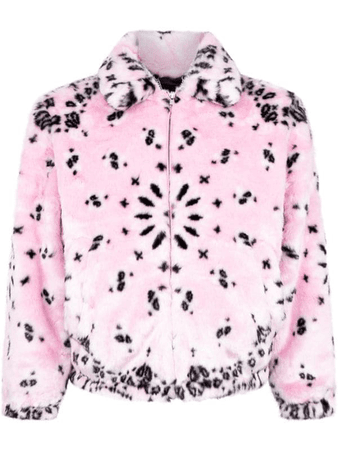 supreme - bandana faux fur bomber jacket pink
