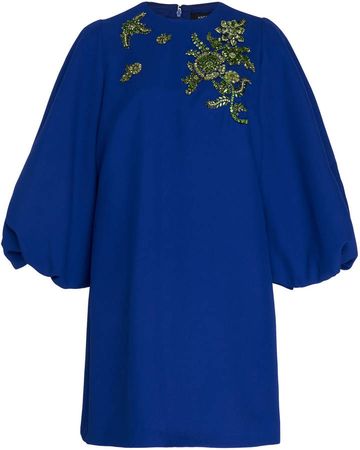 Andrew Gn Puffed Sleeve Embroidered Crepe Dress Size: 34