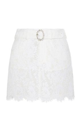 Crystal Buckle-Detailed Lace Mini Skirt By Alessandra Rich | Moda Operandi