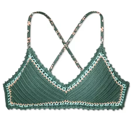 Women's Crochet Bralette Bikini Top - Xhilaration™ Pine : Target