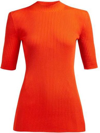 Kwaidan Editions - High Neck Ribbed Wool Blend Top - Womens - Red