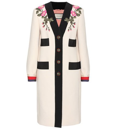 Embroidered wool coat