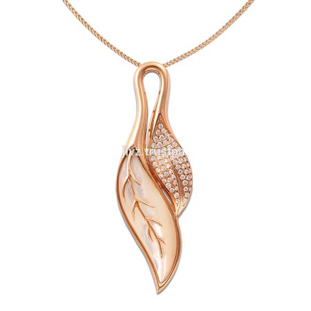 18k Rose Gold Pendant With White Pearl & Diamonds