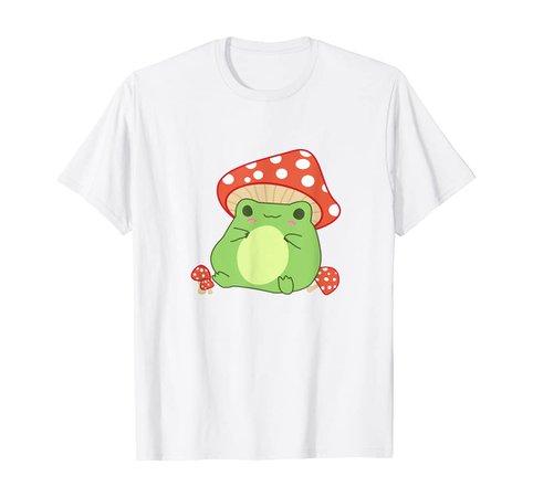 Amazon.com: Cottagecore Frog Aesthetic Cute Frog With Mushroom Hat T-Shirt : Clothing, Shoes & Jewelry