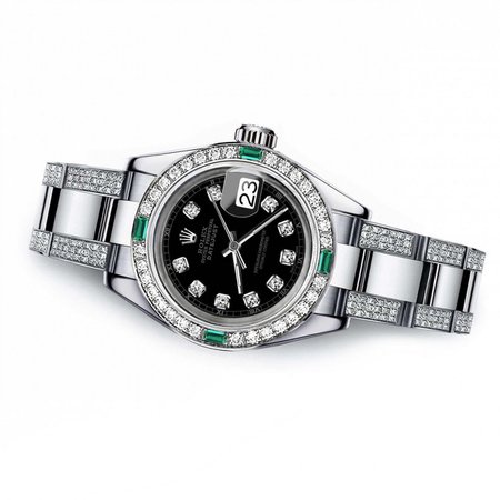 Emerald New Model Black Color Dial with Diamond Accent Watch