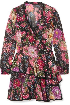 Needle & Thread | Metallic floral-print fil coupé chiffon wrap dress | NET-A-PORTER.COM