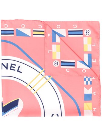 Shop pink Chanel Pre-Owned CC graphic print scarf with Express Delivery - Farfetch