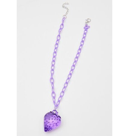 Strawberry Charm Chain Necklace - Purple | Dolls Kill